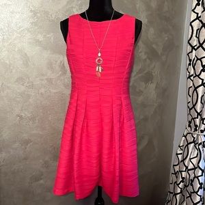 Classy sleeveless dress with pleats size 10P, by Danny and Nicole, NWT, Hot pink